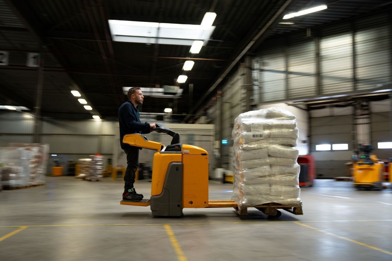 Erwin op de heftruck